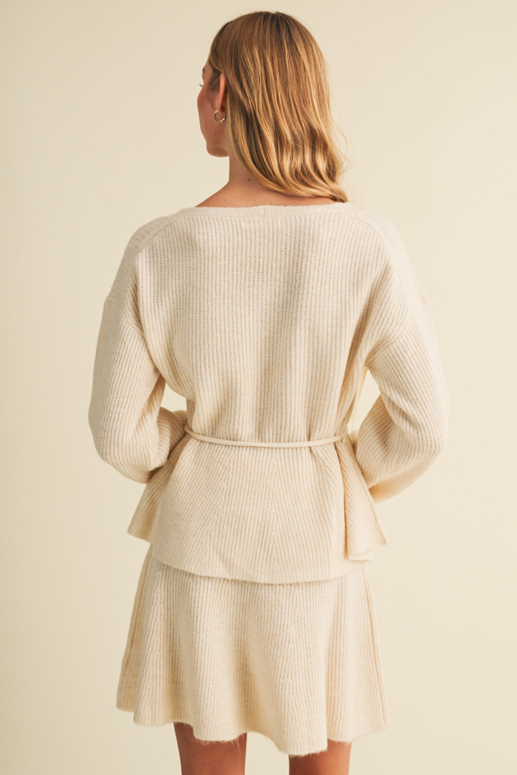 Drawstring Waist Peplum Knit