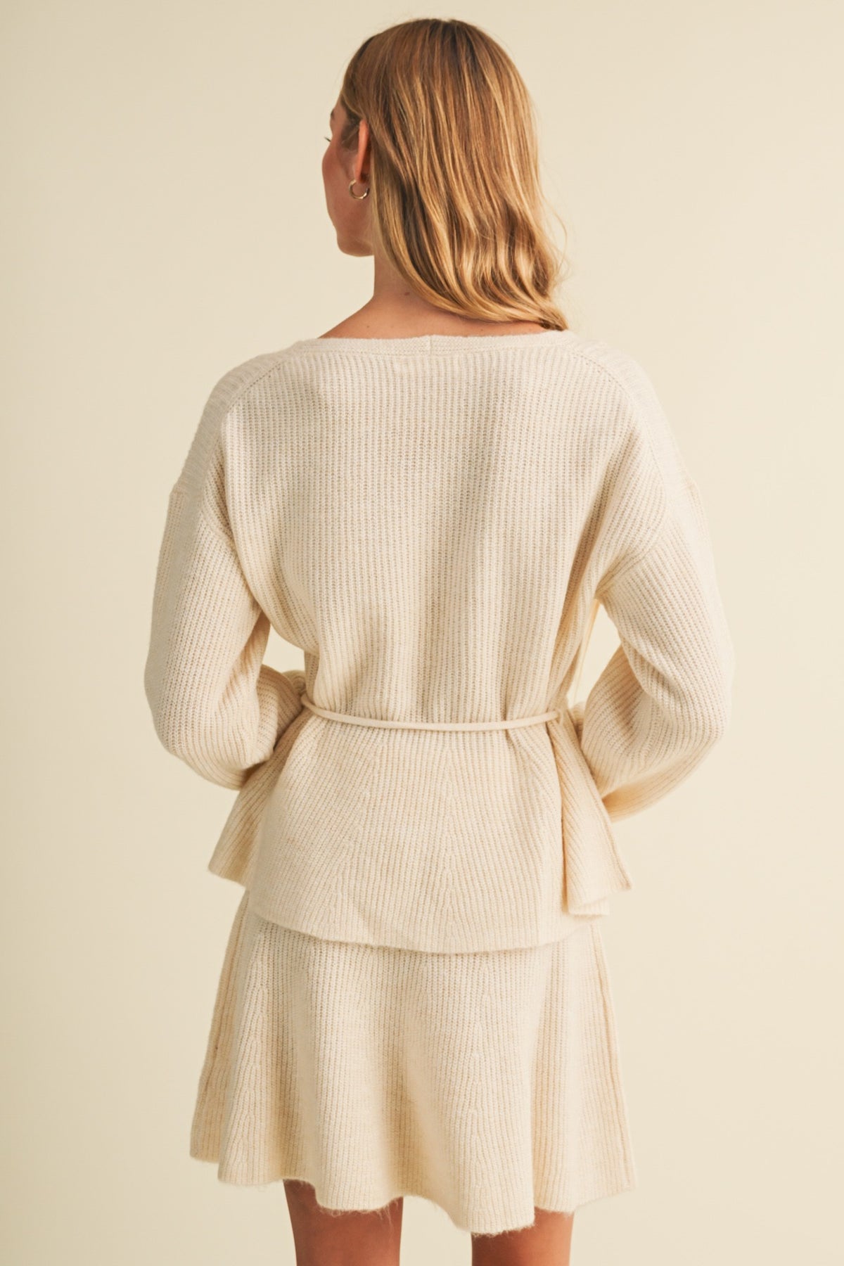 Drawstring Waist Peplum Knit