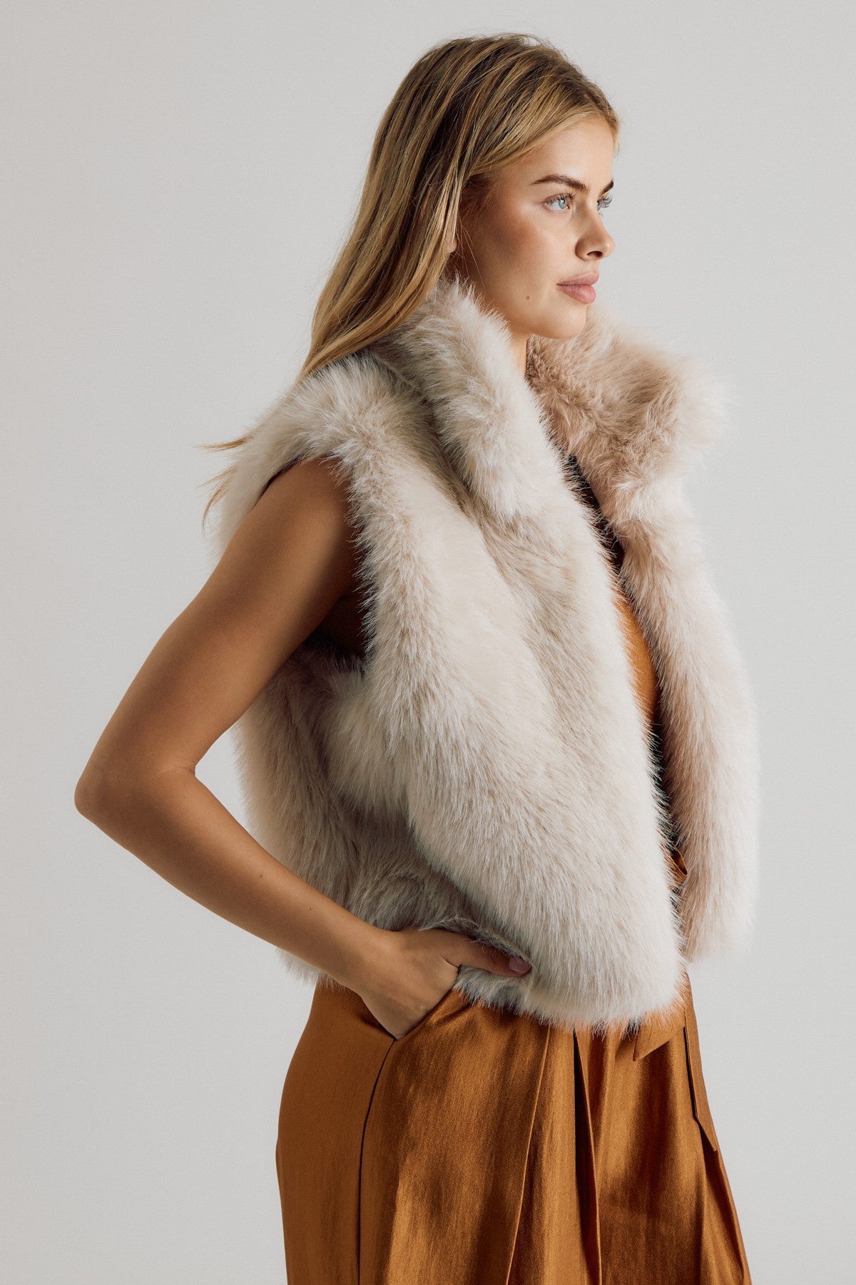 Faux Fur Open Vest