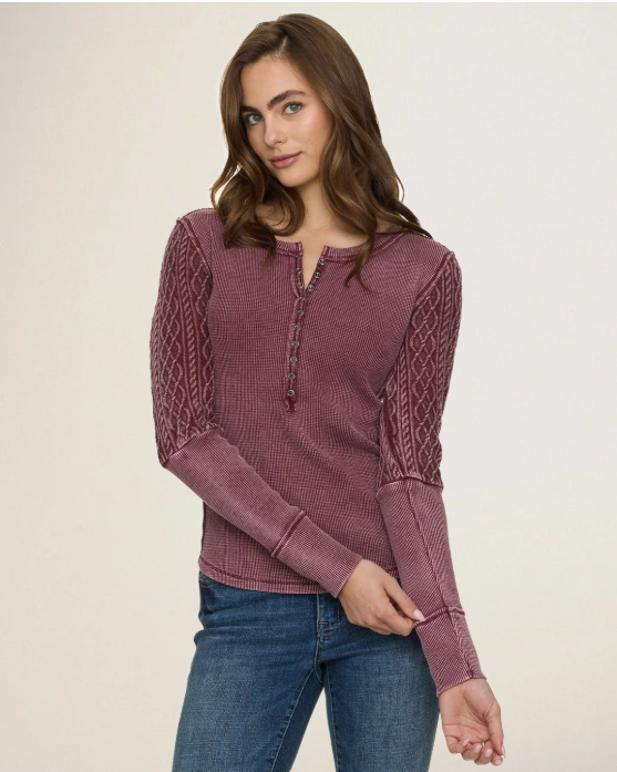 Mix Media Cable Henley
