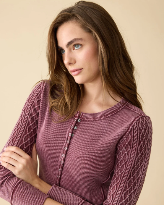 Mix Media Cable Henley