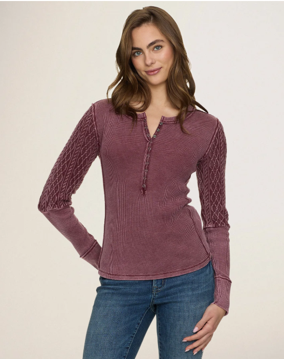 Mix Media Cable Henley